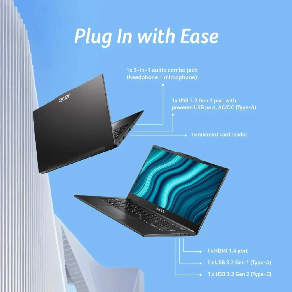 Acer Laptop Ryzen 3 5400U (8GB | 256GB | 14.0 | Win 11 Home SL) TravelLite view 2
